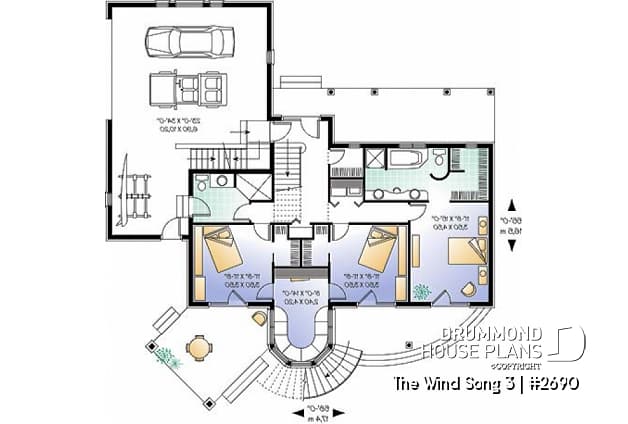 1st level - 2-storey house plan with reverse floor plans, 3 to 4 bedrooms, beautiful master bedroom, panoramic view - The Wind Song 3