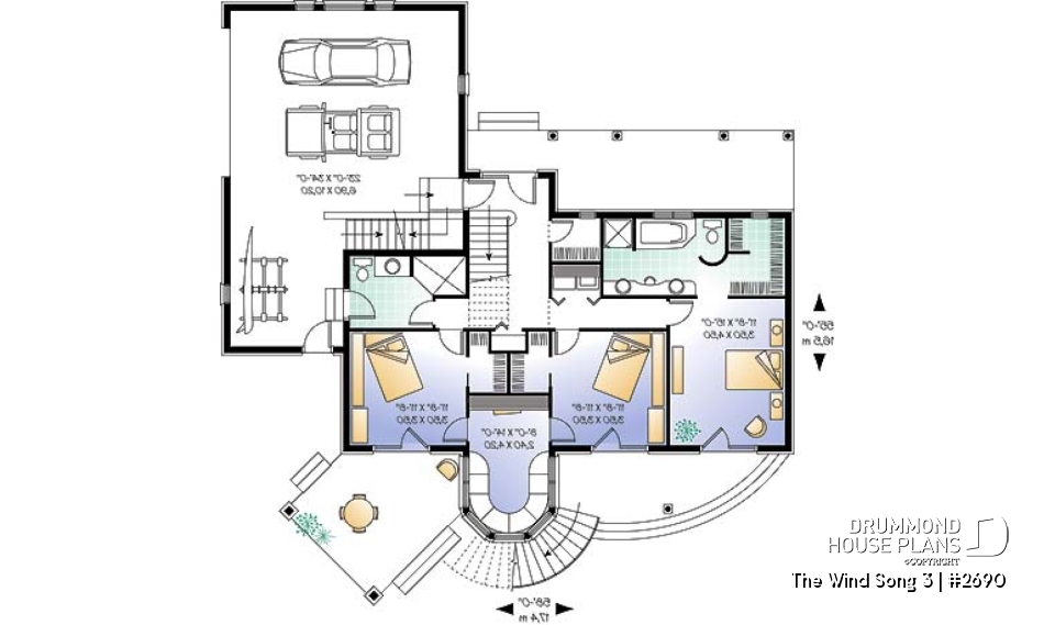 1st level - 2-storey house plan with reverse floor plans, 3 to 4 bedrooms, beautiful master bedroom, panoramic view - The Wind Song 3