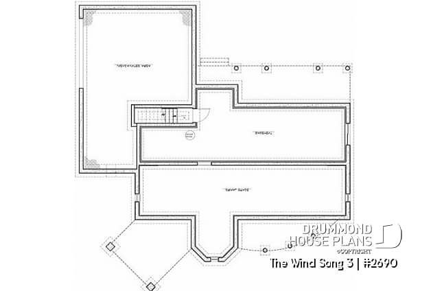 Basement - 2-storey house plan with reverse floor plans, 3 to 4 bedrooms, beautiful master bedroom, panoramic view - The Wind Song 3