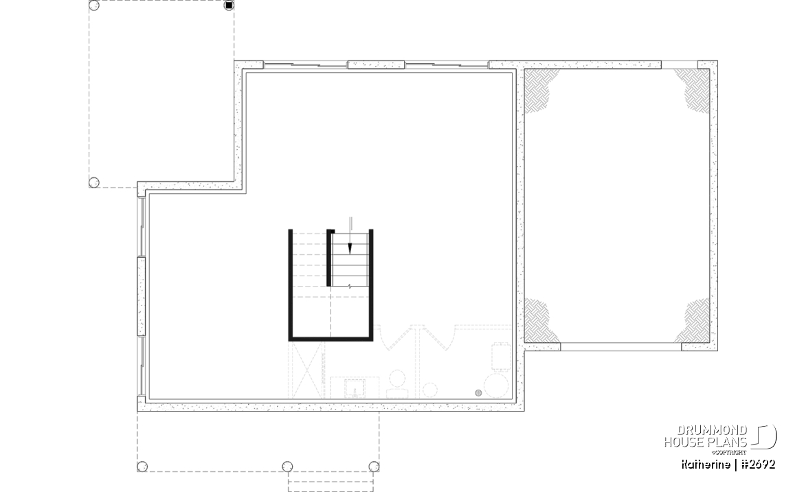 Unfinished basement - Modern Farmhouse House Plan with Maibec Stone, 3 Bedrooms and Garage - Katherine
