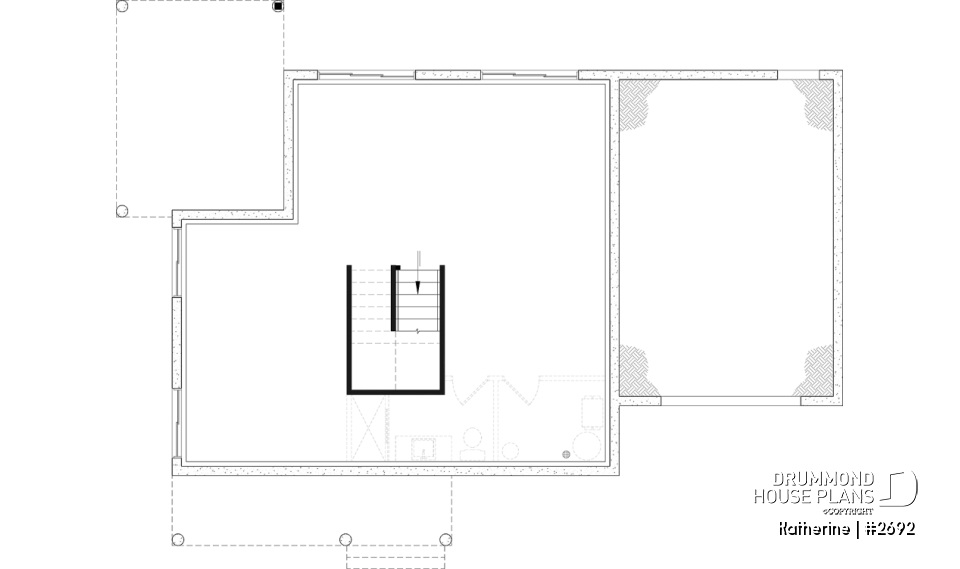 Unfinished basement - Modern Farmhouse House Plan with Maibec Stone, 3 Bedrooms and Garage - Katherine