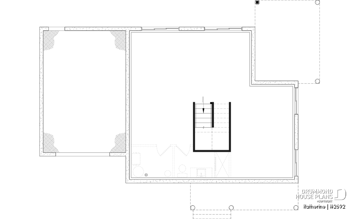 Unfinished basement - Modern Farmhouse House Plan with Maibec Stone, 3 Bedrooms and Garage - Katherine