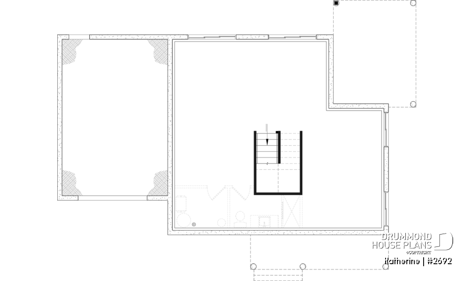 Unfinished basement - Modern Farmhouse House Plan with Maibec Stone, 3 Bedrooms and Garage - Katherine