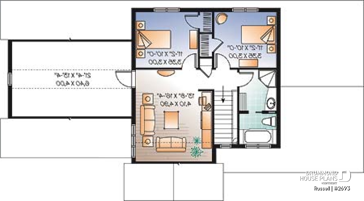 2nd level - 3 to 4 bedroom simple 2-storey home, bonus room above 2-car garage, family and living rooms - Russell