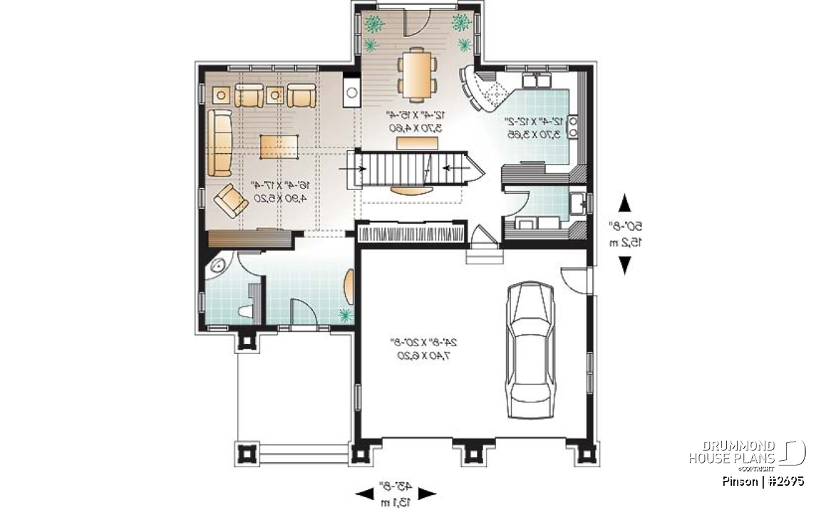 1st level - Mediteranean style house plan,open floor plan, central  fireplace, laundry room, master suite, computer area - Pinson