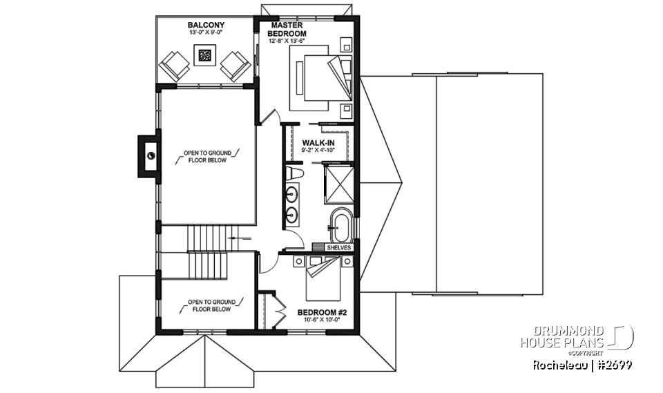 2nd level - 2 to 4 bedroom floor plan, 2 story house, garage, pantry, sheltered terrace, optional finished basement ($) - Rocheleau