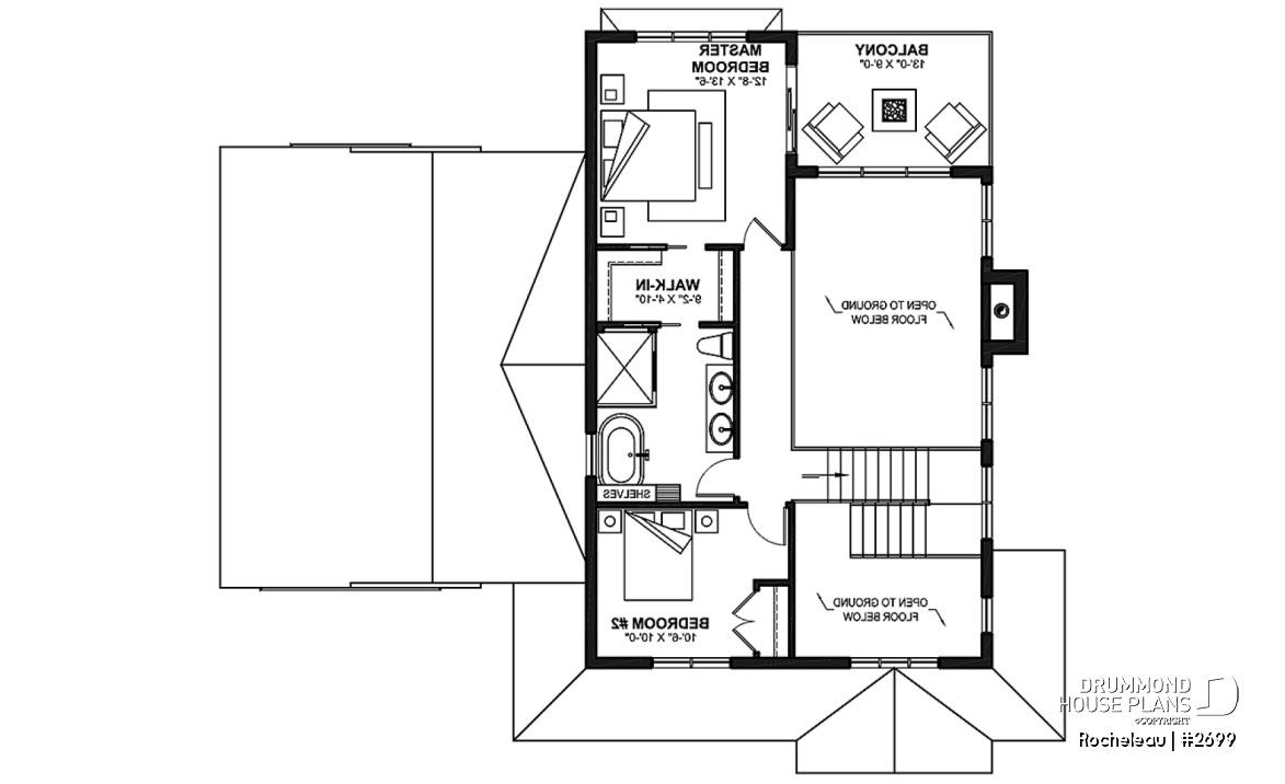 2nd level - 2 to 4 bedroom floor plan, 2 story house, garage, pantry, sheltered terrace, optional finished basement ($) - Rocheleau