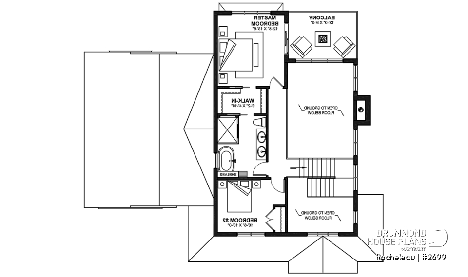 2nd level - 2 to 4 bedroom floor plan, 2 story house, garage, pantry, sheltered terrace, optional finished basement ($) - Rocheleau