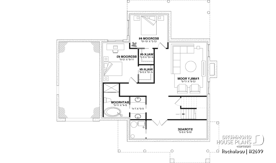 Finished basement (Optional $) - 2 to 4 bedroom floor plan, 2 story house, garage, pantry, sheltered terrace, optional finished basement ($) - Rocheleau