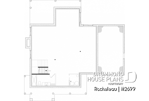 Unfinished basement - 2 to 4 bedroom floor plan, 2 story house, garage, pantry, sheltered terrace, optional finished basement ($) - Rocheleau