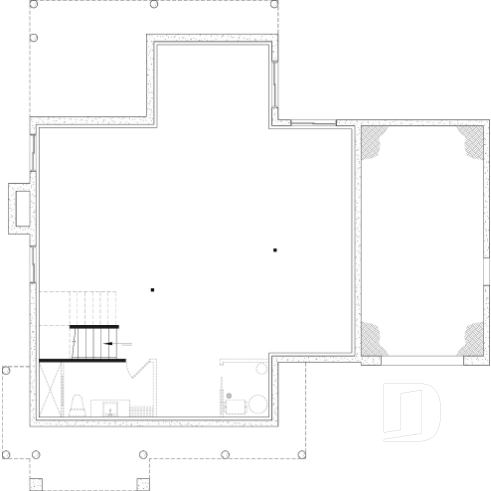 Unfinished basement - 2 to 4 bedroom floor plan, 2 story house, garage, pantry, sheltered terrace, optional finished basement ($) - Rocheleau