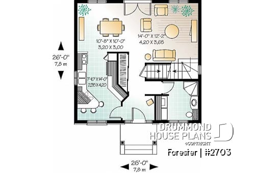 1st level - Affordable english style two-storey home, 3 bedrooms, 2 bathrooms, laundry on main floor - Forester