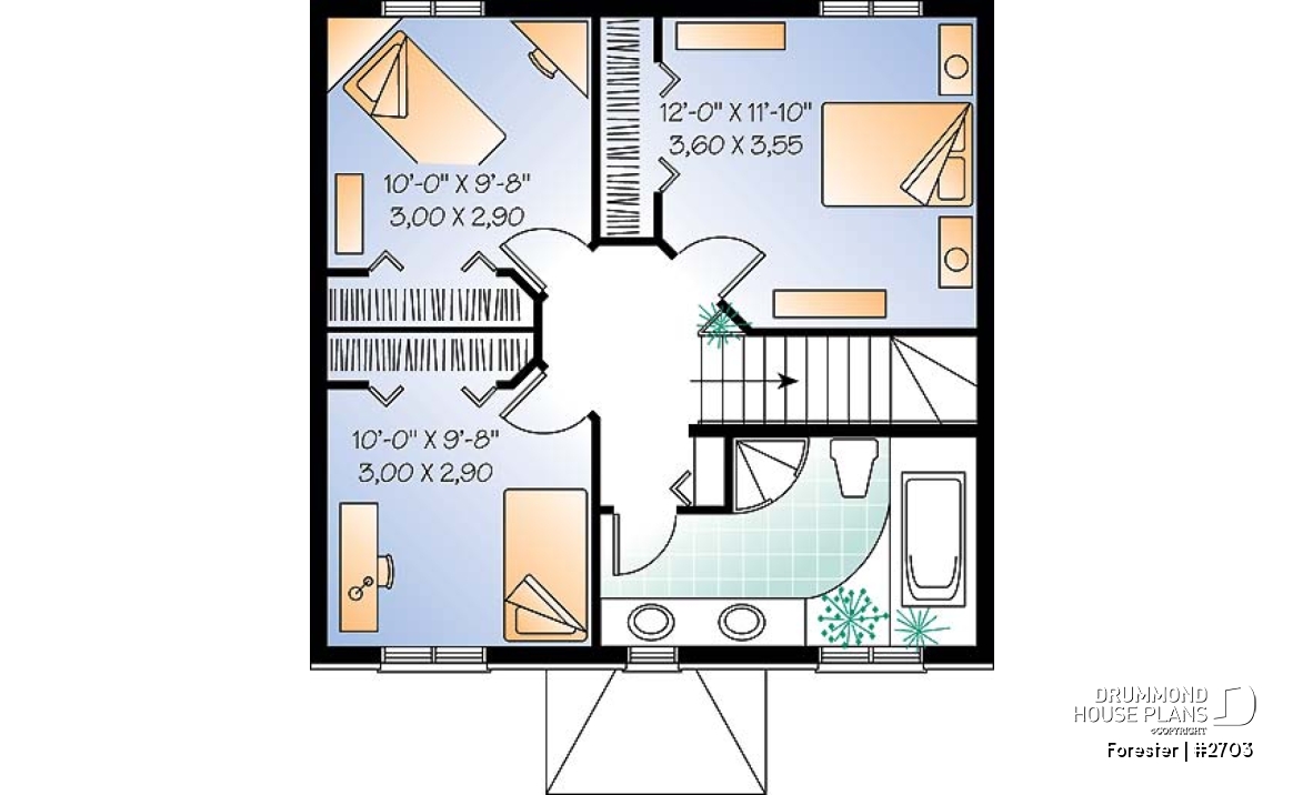 2nd level - Affordable english style two-storey home, 3 bedrooms, 2 bathrooms, laundry on main floor - Forester