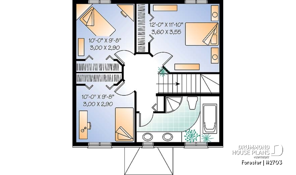 2nd level - Affordable english style two-storey home, 3 bedrooms, 2 bathrooms, laundry on main floor - Forester