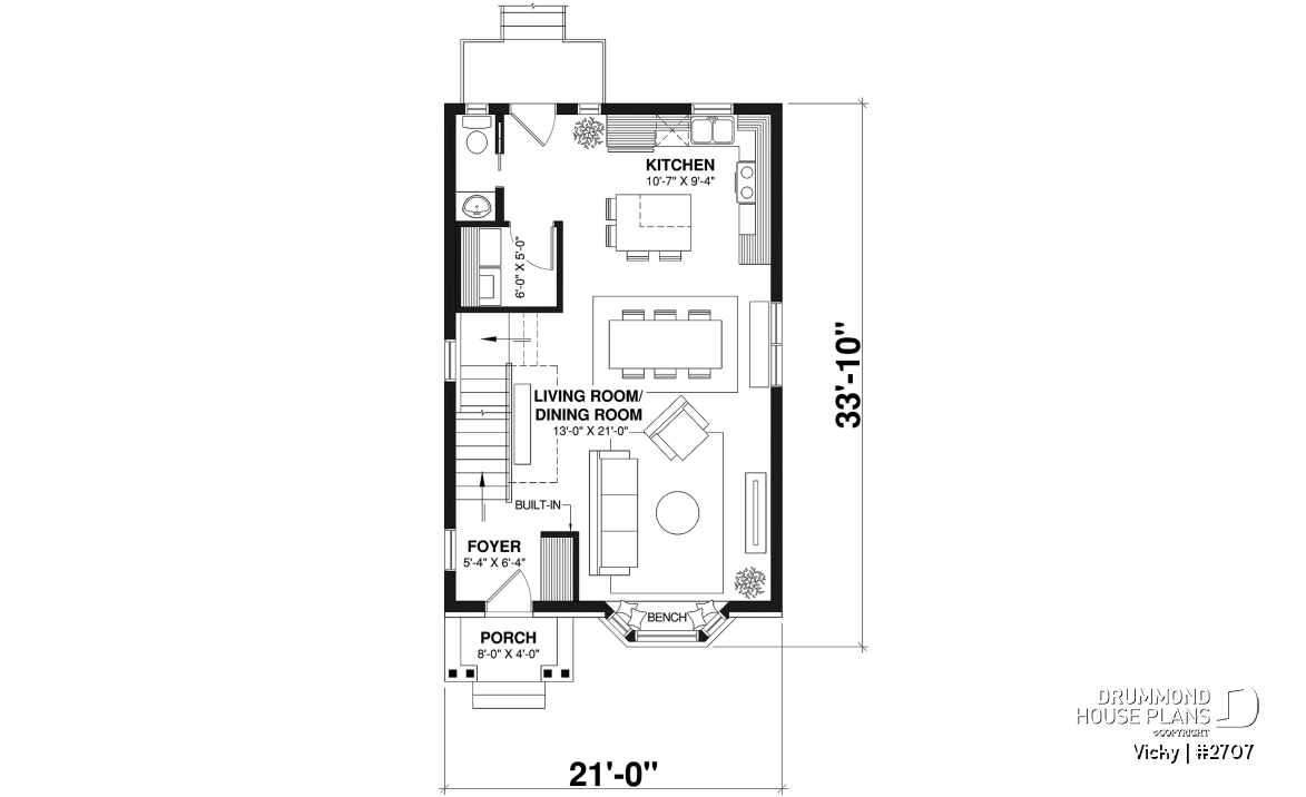1st level - 2 storey english cottage plan, laundry room on first floor, walk-in closet on each bedroom - Vicky