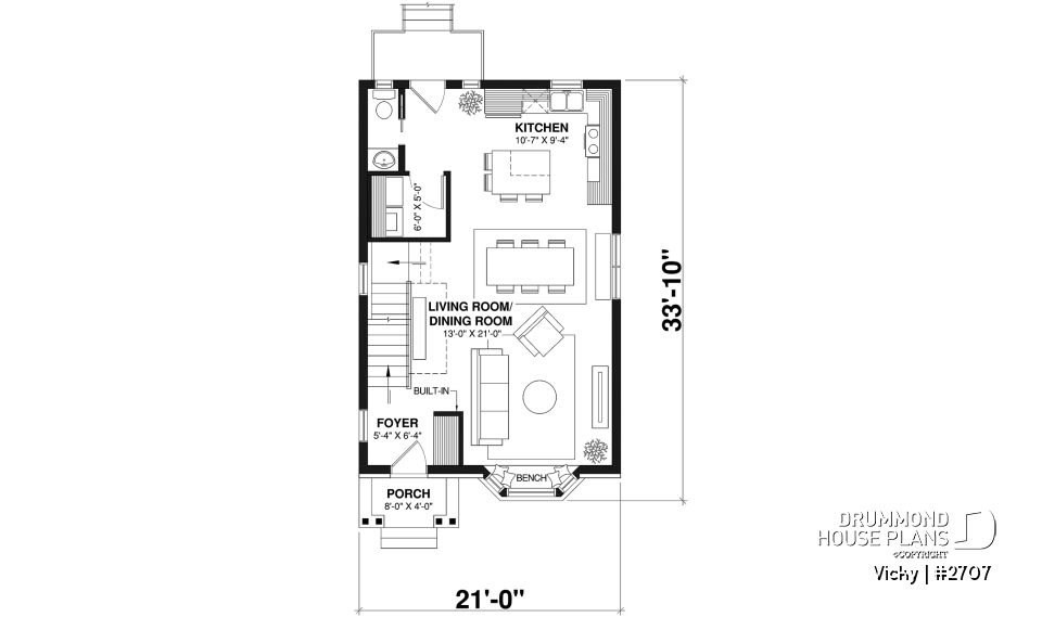 1st level - 2 storey english cottage plan, laundry room on first floor, walk-in closet on each bedroom - Vicky