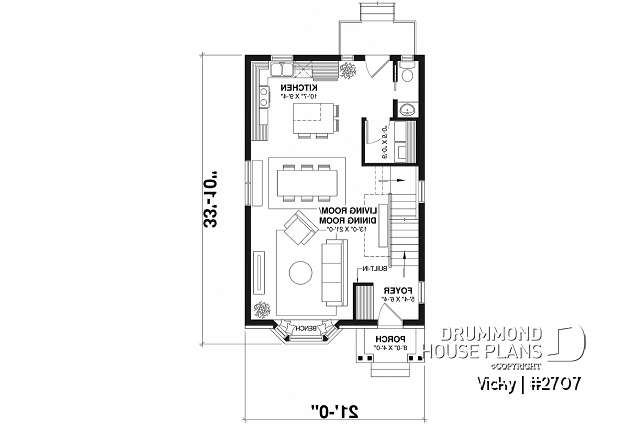 1st level - 2 storey english cottage plan, laundry room on first floor, walk-in closet on each bedroom - Vicky