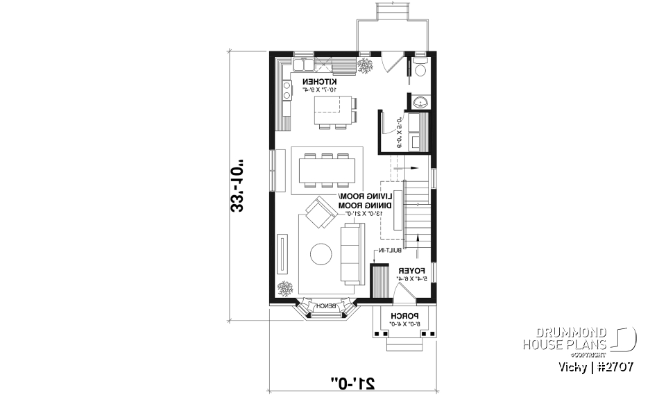 1st level - 2 storey english cottage plan, laundry room on first floor, walk-in closet on each bedroom - Vicky