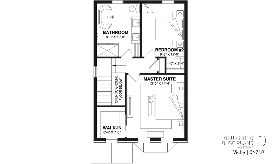 2nd level option 1 - 2 storey english cottage plan, laundry room on first floor, walk-in closet on each bedroom - Vicky