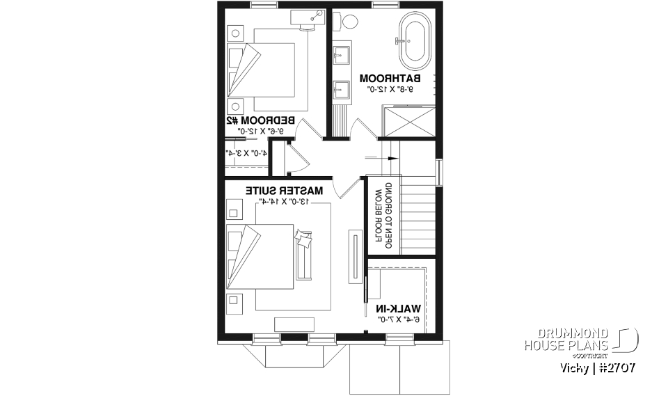 2nd level option 1 - 2 storey english cottage plan, laundry room on first floor, walk-in closet on each bedroom - Vicky