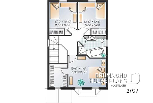 2nd level option 2 - 2 storey english cottage plan with 2 and 3 bedroom options, laundry room on first floor - Vicky