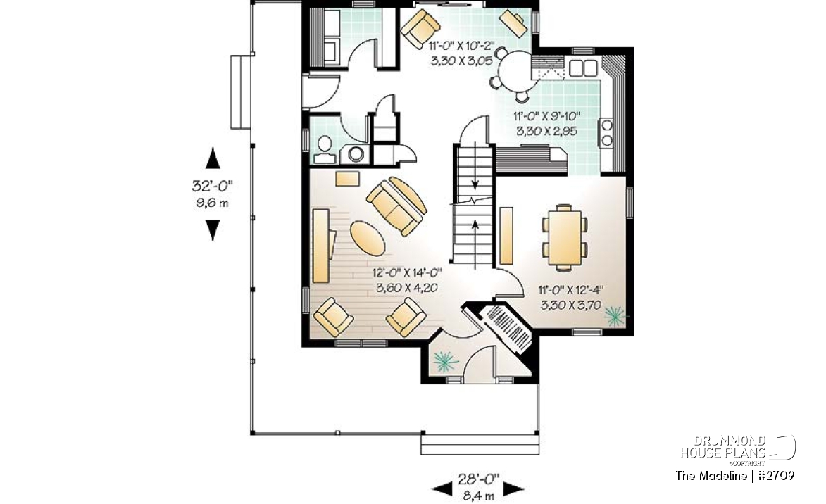 1st level - Traditional 2-story plan with 3 bedroom, formal dining room, computer space on second floor, breakfast nook - The Madeline
