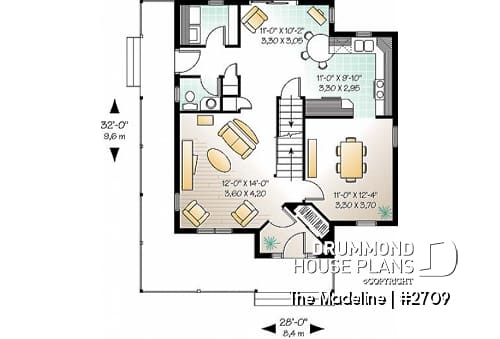 1st level - Traditional 2-story plan with 3 bedroom, formal dining room, computer space on second floor, breakfast nook - The Madeline