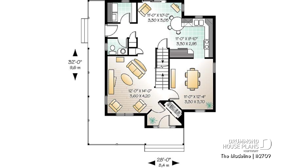1st level - Traditional 2-story plan with 3 bedroom, formal dining room, computer space on second floor, breakfast nook - The Madeline