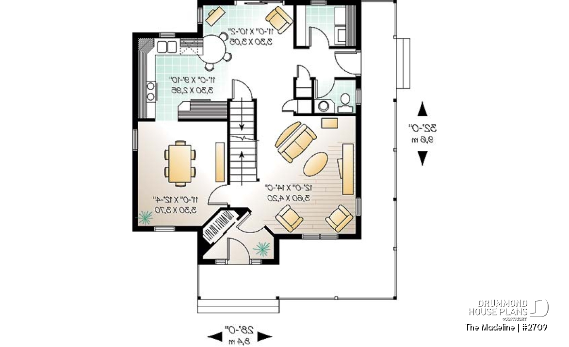 1st level - Traditional 2-story plan with 3 bedroom, formal dining room, computer space on second floor, breakfast nook - The Madeline