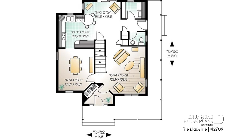 1st level - Traditional 2-story plan with 3 bedroom, formal dining room, computer space on second floor, breakfast nook - The Madeline