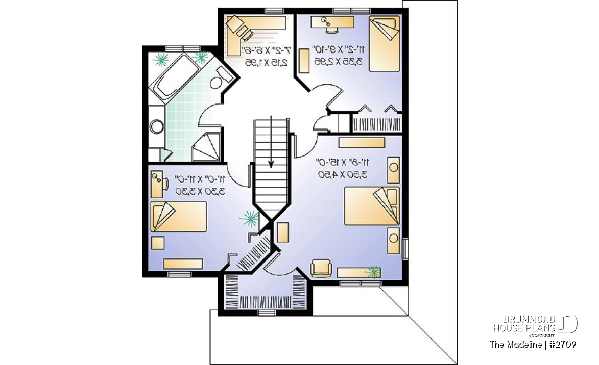 2nd level - Traditional 2-story plan with 3 bedroom, formal dining room, computer space on second floor, breakfast nook - The Madeline