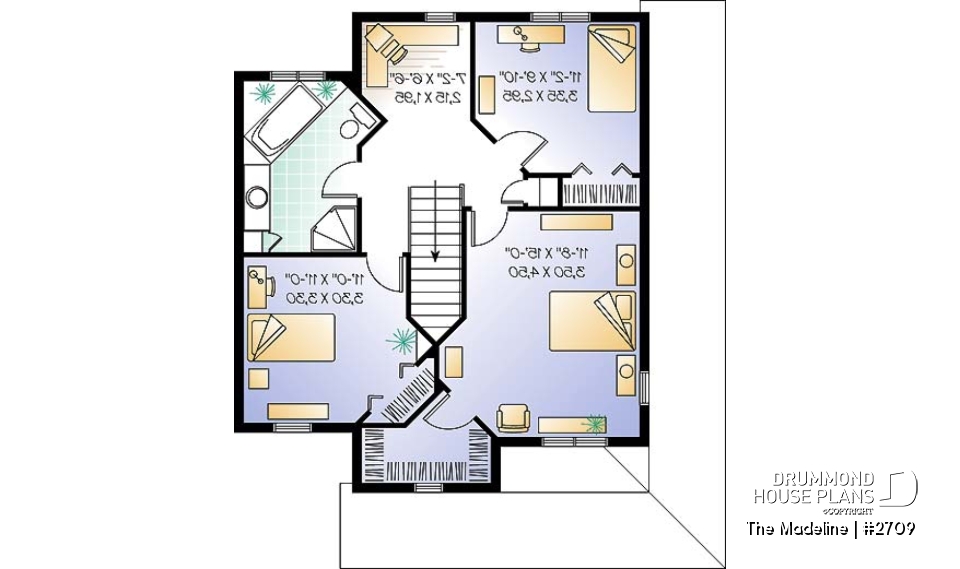 2nd level - Traditional 2-story plan with 3 bedroom, formal dining room, computer space on second floor, breakfast nook - The Madeline