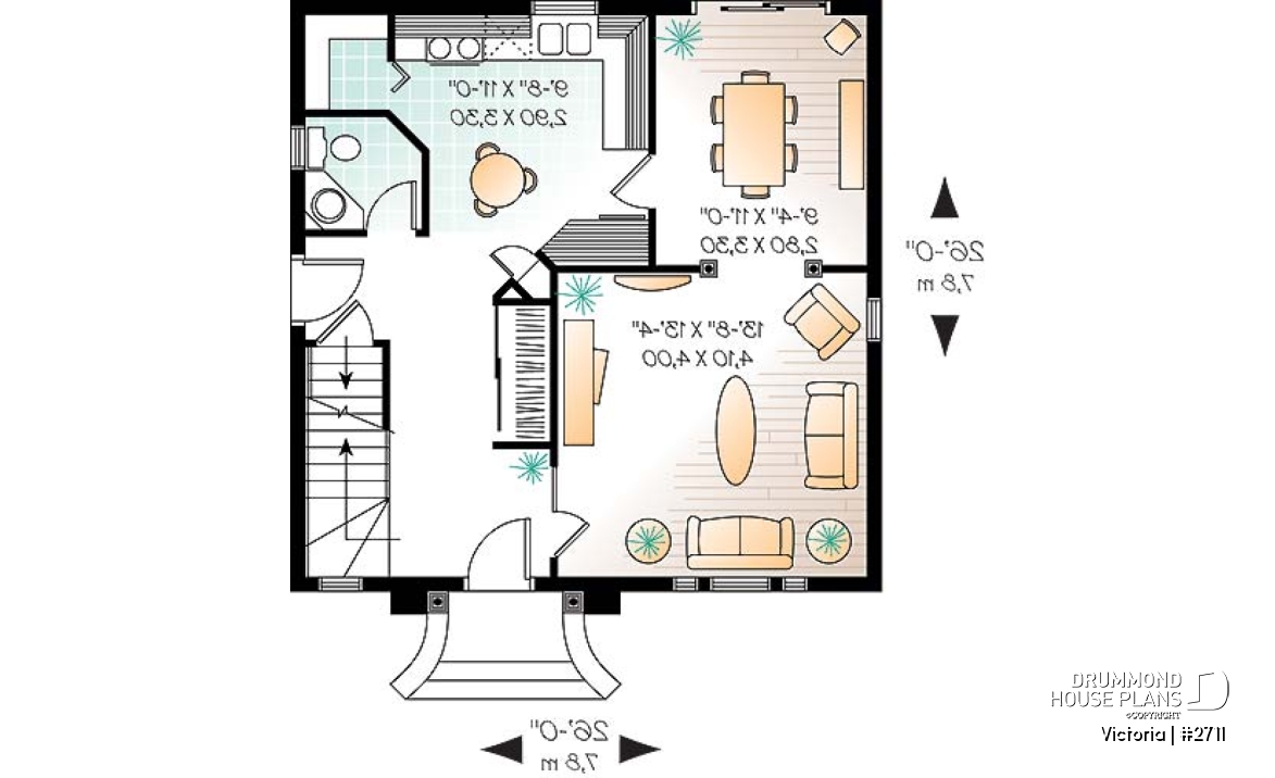 1st level - Victorian inspired small cottage plan, 2-storey, 3 bedrooms, formal dining room, breakfast nook - Victoria