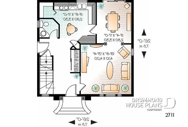 1st level - Victorian inspired small cottage plan, 2-storey, 3 bedrooms, formal dining room, breakfast nook - Victoria
