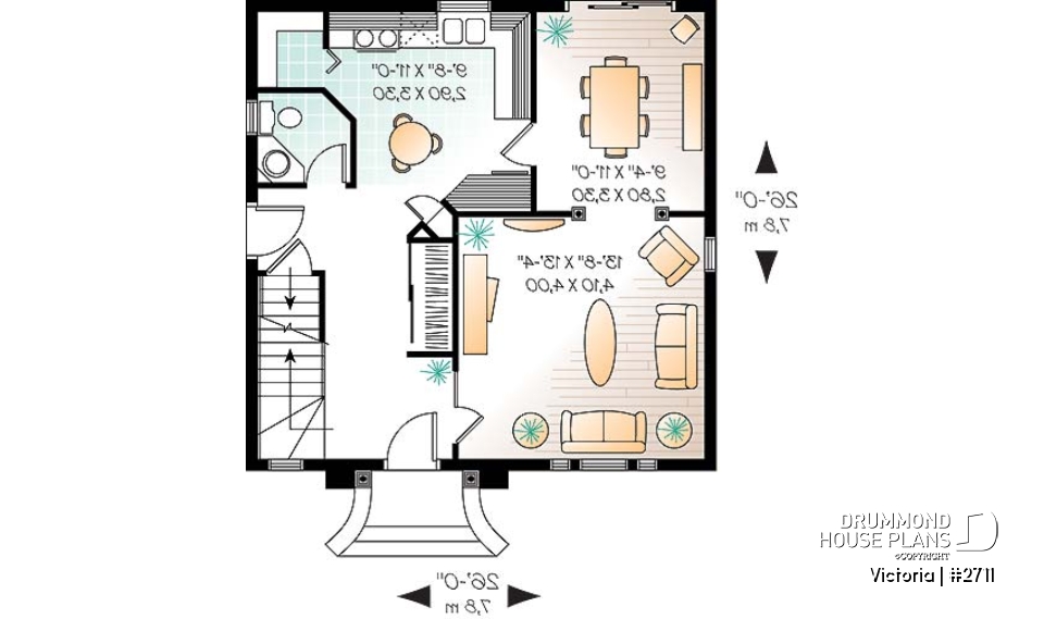 1st level - Victorian inspired small cottage plan, 2-storey, 3 bedrooms, formal dining room, breakfast nook - Victoria