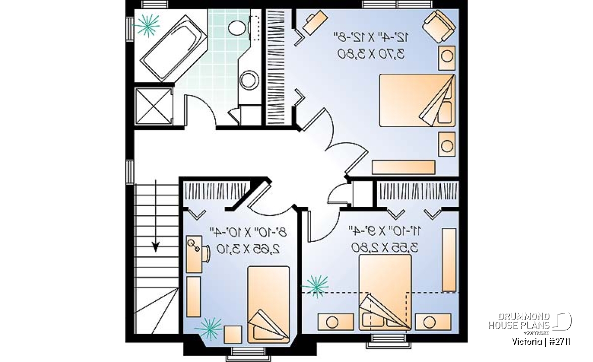2nd level - Victorian inspired small cottage plan, 2-storey, 3 bedrooms, formal dining room, breakfast nook - Victoria