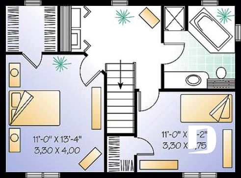 2nd level - Two-story economical home. Two bedrooms with walk-in closets, upstairs laundry, kitchen with central island. - Duranel 3