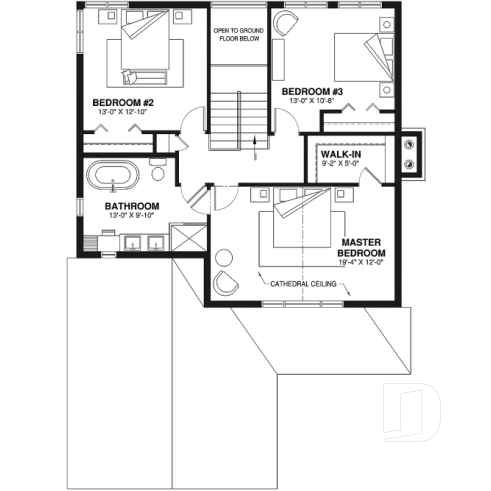 2nd level - Narrow lot two-storey house with open floor plan, fireplace, kitchen nook, 3 bedroom, large family bathroom - Kelowna