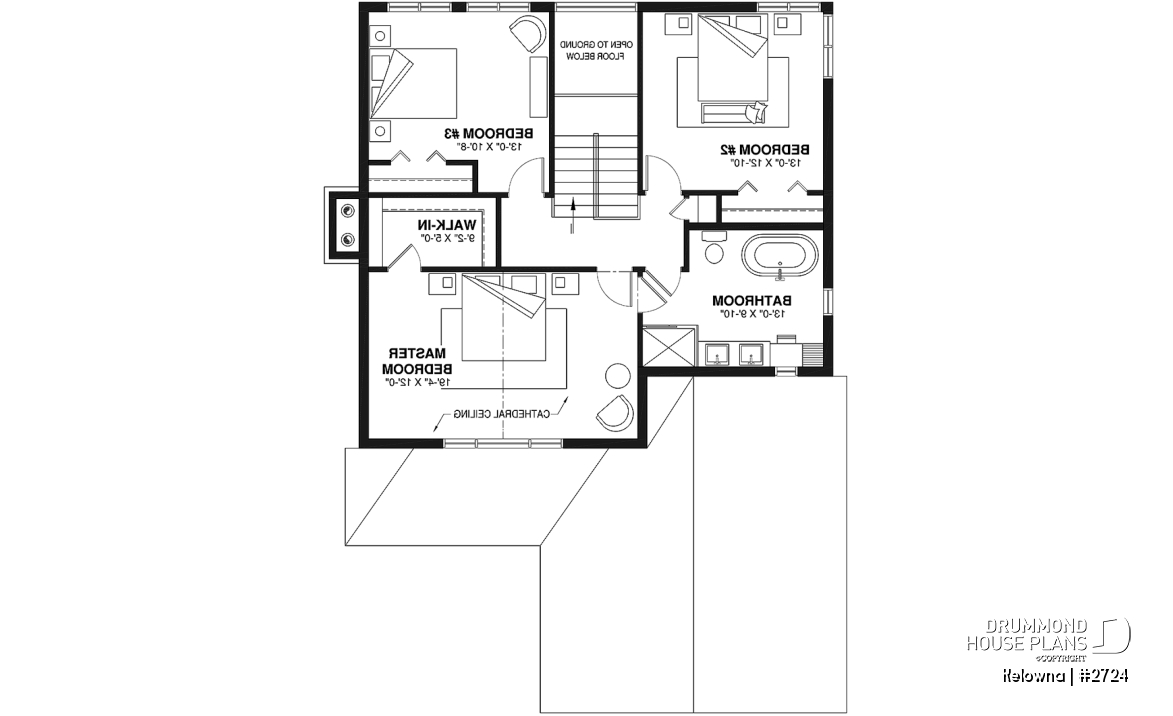 2nd level - Narrow lot two-storey house with open floor plan, fireplace, kitchen nook, 3 bedroom, large family bathroom - Kelowna