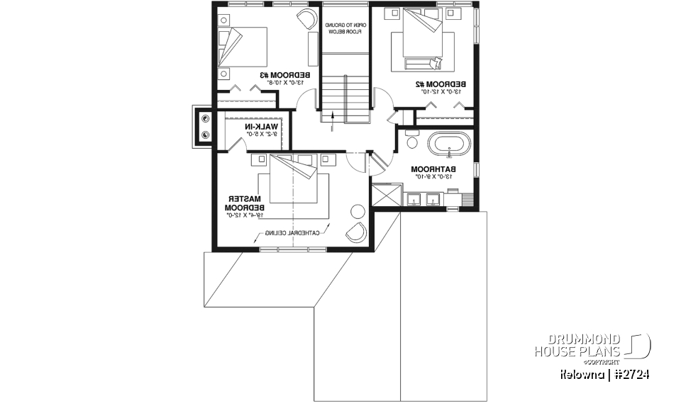 2nd level - Narrow lot two-storey house with open floor plan, fireplace, kitchen nook, 3 bedroom, large family bathroom - Kelowna