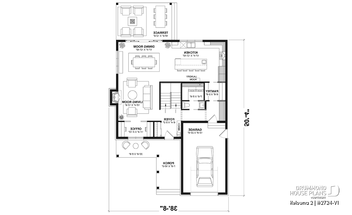 1st level - Country home plan with 4 to 5 bedrooms, garage, office, sheltered terrace and beautiful master suite - Kelowna 2