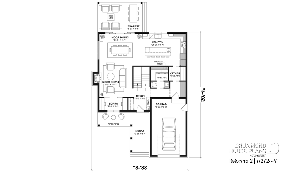 1st level - Country home plan with 4 to 5 bedrooms, garage, office, sheltered terrace and beautiful master suite - Kelowna 2