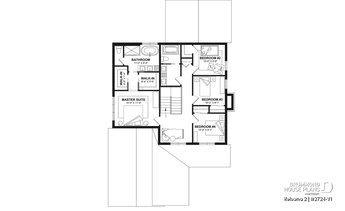 2nd level - Country home plan with 4 to 5 bedrooms, garage, office, sheltered terrace and beautiful master suite - Kelowna 2