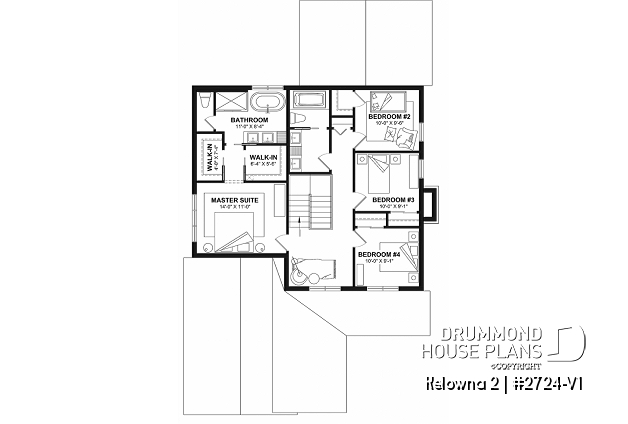 2nd level - Country house plan with 4 to 5 bedrooms, garage, office, sheltered terrace and beautiful master suite &#8203; - Kelowna 2