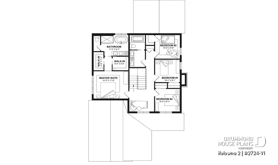 2nd level - Country home plan with 4 to 5 bedrooms, garage, office, sheltered terrace and beautiful master suite - Kelowna 2