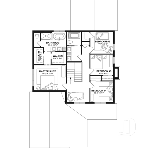2nd level - Country home plan with 4 to 5 bedrooms, garage, office, sheltered terrace and beautiful master suite - Kelowna 2