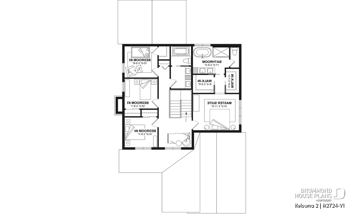 2nd level - Country home plan with 4 to 5 bedrooms, garage, office, sheltered terrace and beautiful master suite - Kelowna 2