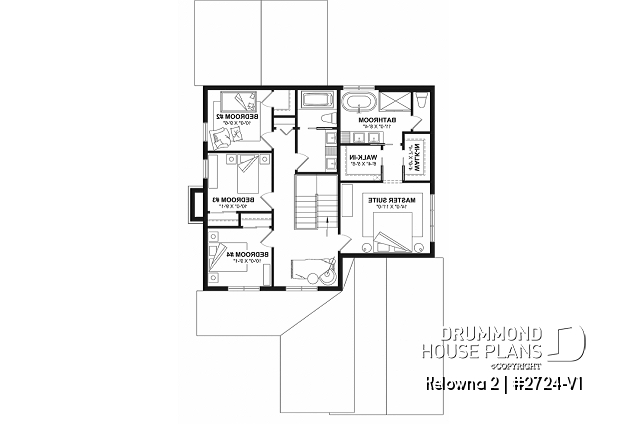 2nd level - Country house plan with 4 to 5 bedrooms, garage, office, sheltered terrace and beautiful master suite - Kelowna 2