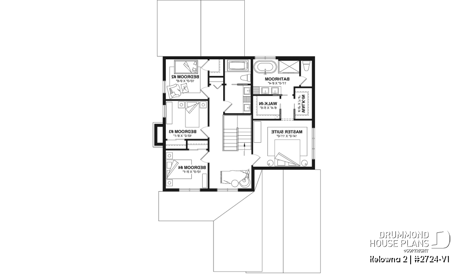 2nd level - Country home plan with 4 to 5 bedrooms, garage, office, sheltered terrace and beautiful master suite - Kelowna 2