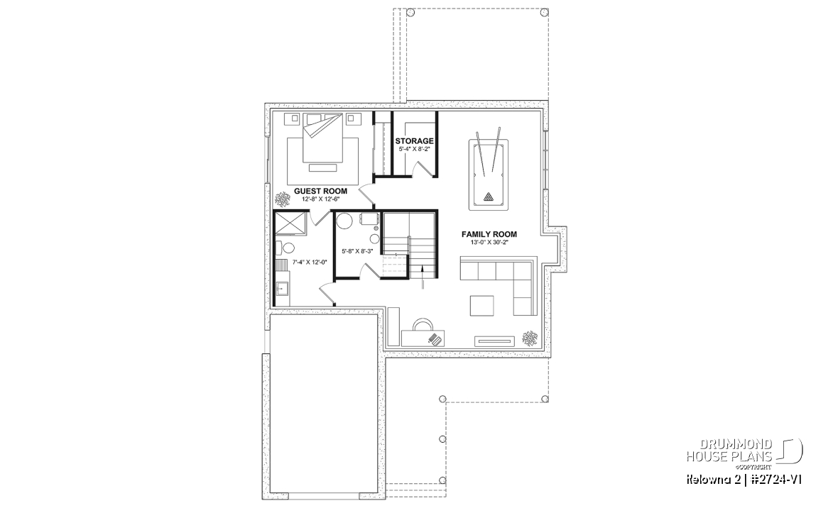 Finished basement (Optional $) - Country home plan with 4 to 5 bedrooms, garage, office, sheltered terrace and beautiful master suite - Kelowna 2